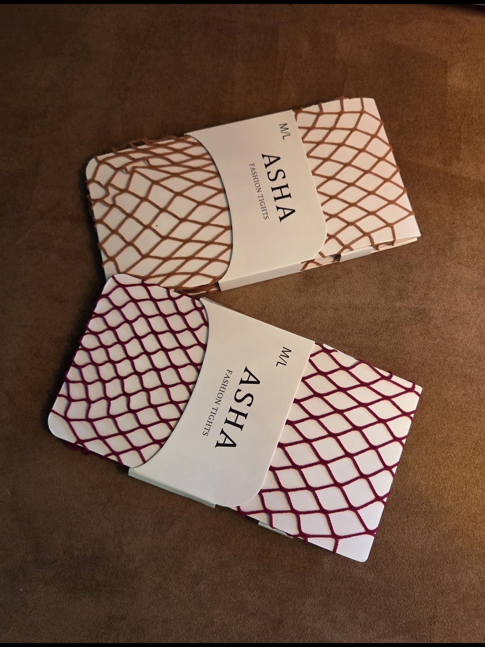 ASHA Fashion Fishnet Tights - Brown and Burgundy